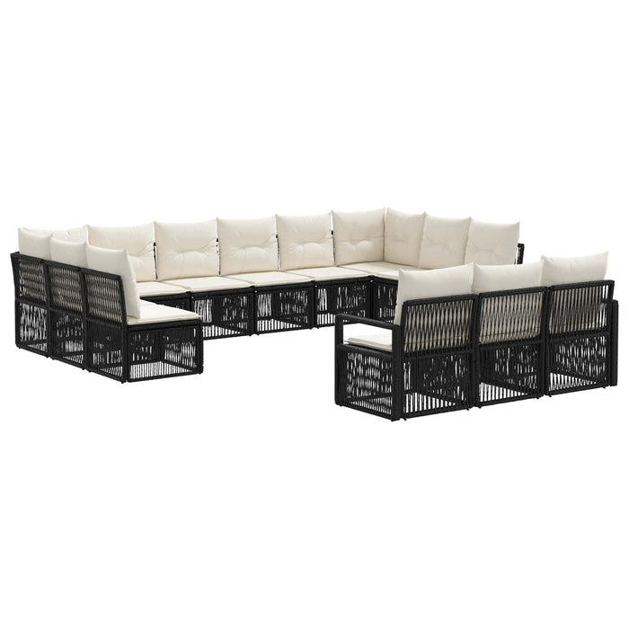 Set de canapele pentru grădină 13 pcs Negru poliratan WALTI