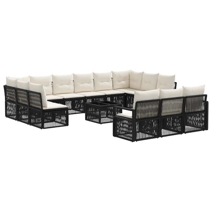 Set de canapele pentru grădină 14 pcs Negru poliratan WALTI