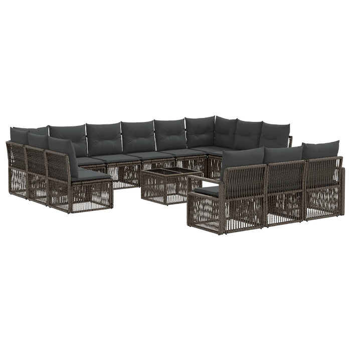 Set de canapele pentru grădină 14 pcs Gri poliratan - WALTI WALTI