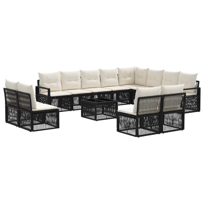 Set de canapele pentru grădină 13 pcs Negru poliratan - WALTI WALTI