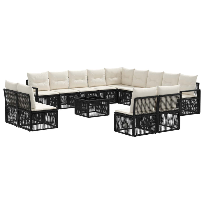 Set de canapele pentru grădină 14 pcs Negru poliratan WALTI