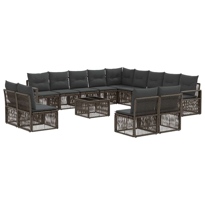 Set de canapele pentru grădină 14 pcs Gri poliratan - WALTI WALTI