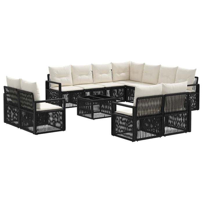 Set de canapele pentru grădină 12 pcs Negru poliratan - WALTI WALTI