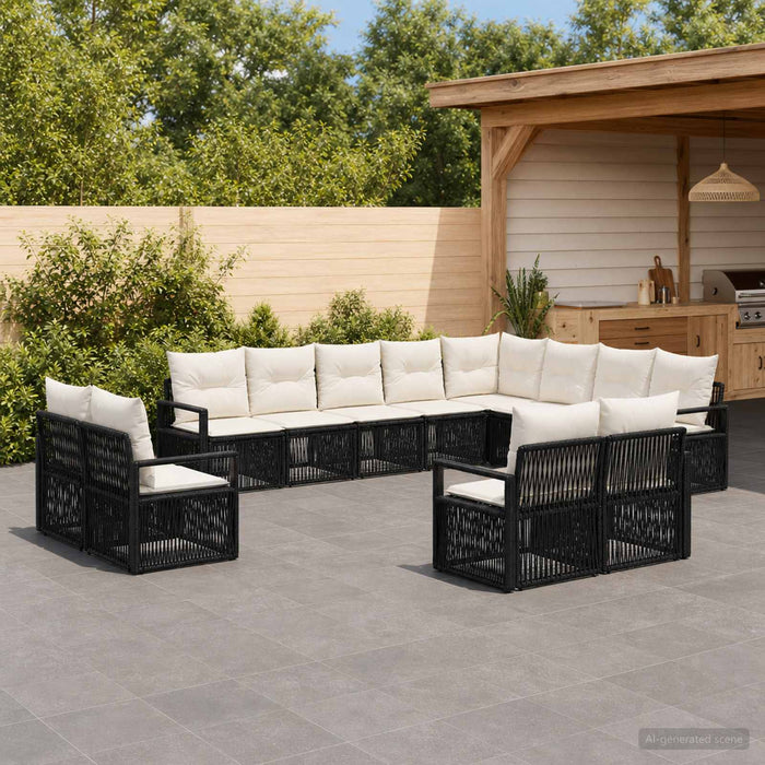 Set de canapele pentru grădină 12 pcs Negru poliratan - WALTI WALTI