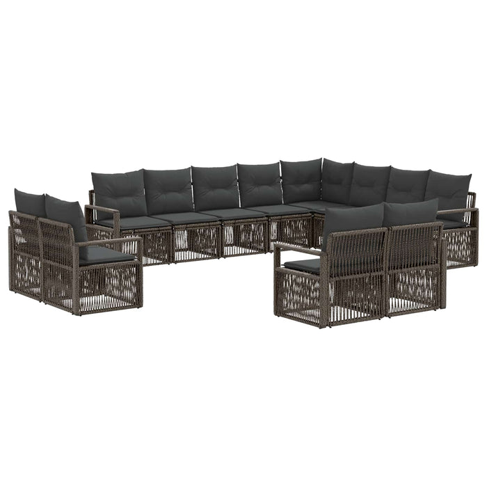 Set de canapele pentru grădină 12 pcs Gri poliratan WALTI