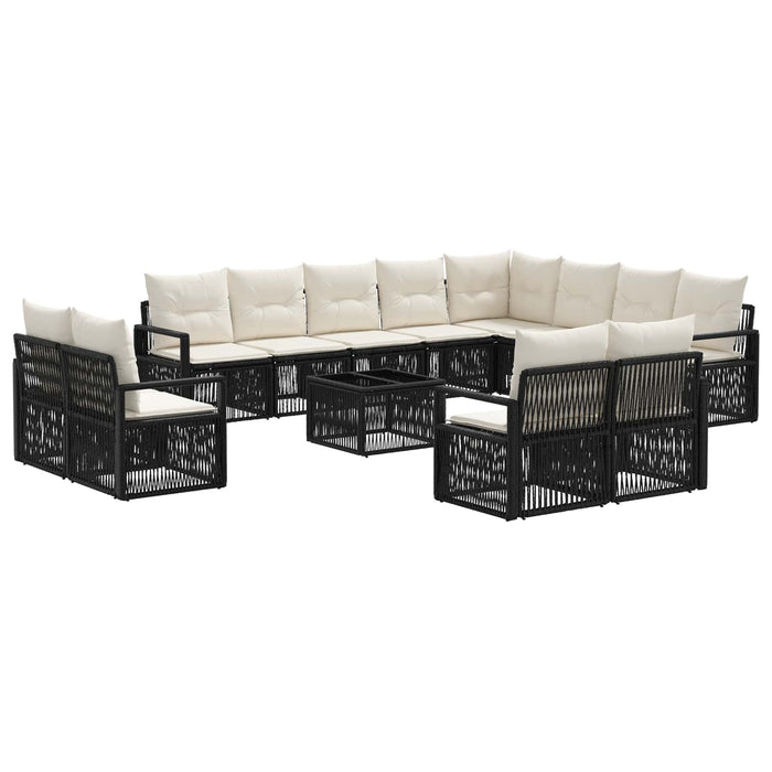 Set de canapele pentru grădină 13 pcs Negru poliratan - WALTI WALTI