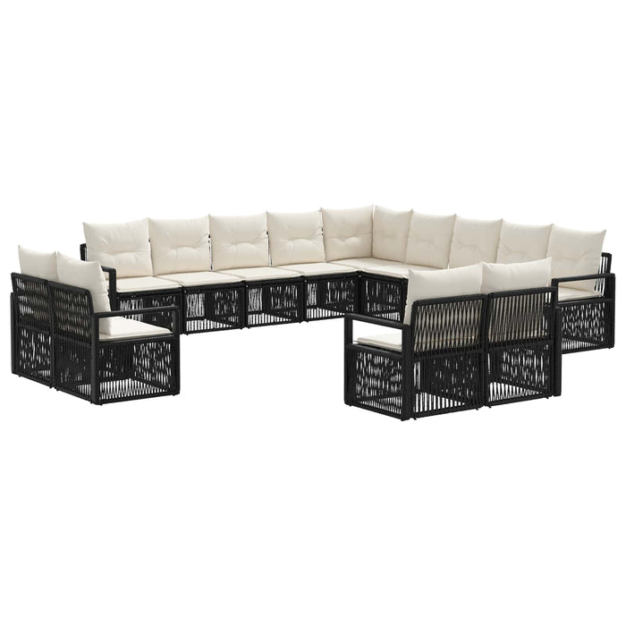 Set de canapele pentru grădină 13 pcs Negru poliratan WALTI