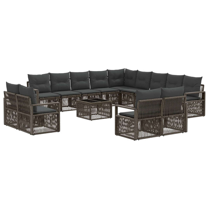 Set de canapele pentru grădină 14 pcs Gri poliratan - WALTI WALTI