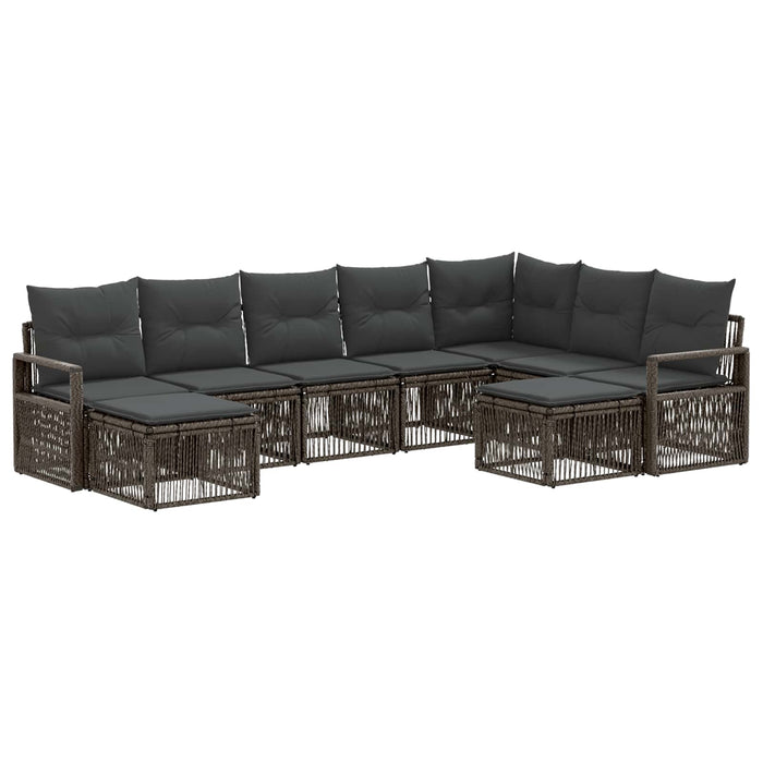 Set de canapele pentru grădină 9 pcs Gri poliratan WALTI
