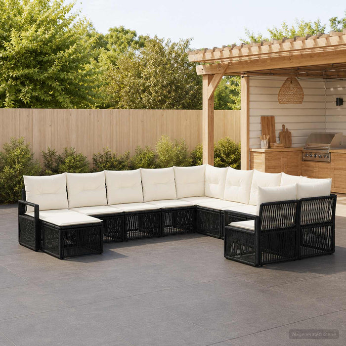 Set de canapele pentru grădină 11 pcs Negru poliratan - WALTI WALTI