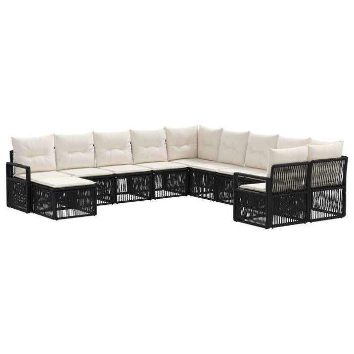 Set de canapele pentru grădină 11 pcs Negru poliratan WALTI
