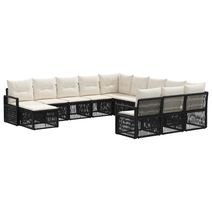 Set de canapele pentru grădină 12 pcs Negru poliratan WALTI