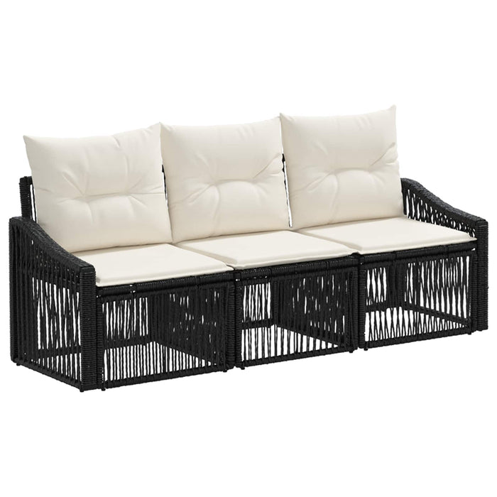 Set de canapele pentru grădină 3 pcs Negru poliratan WALTI