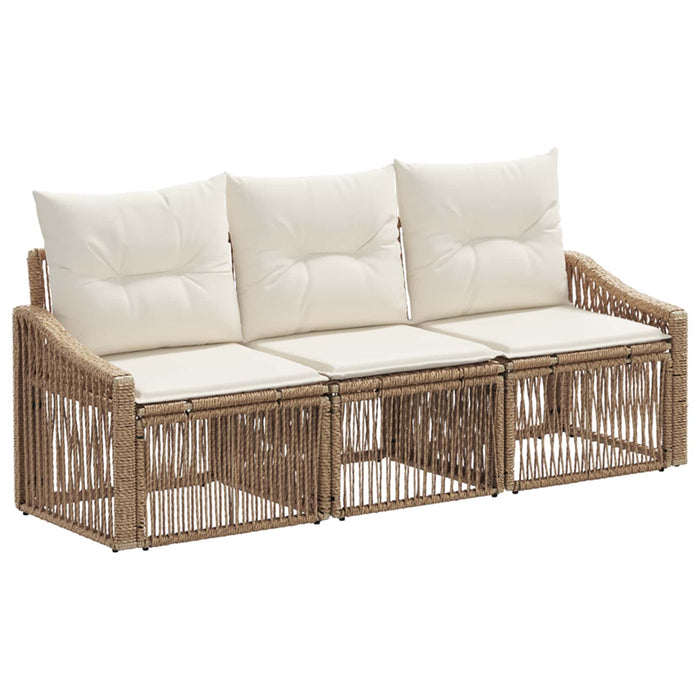 Set de canapele pentru grădină 3 pcs Bej poliratan WALTI