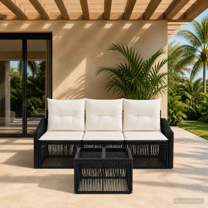 Set de canapele pentru grădină 4 pcs Negru poliratan - WALTI WALTI
