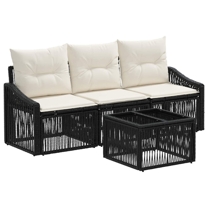 Set de canapele pentru grădină 4 pcs Negru poliratan - WALTI WALTI