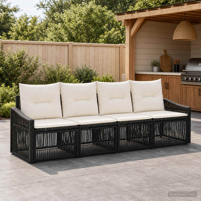 Set de canapele pentru grădină 4 pcs Negru poliratan - WALTI WALTI