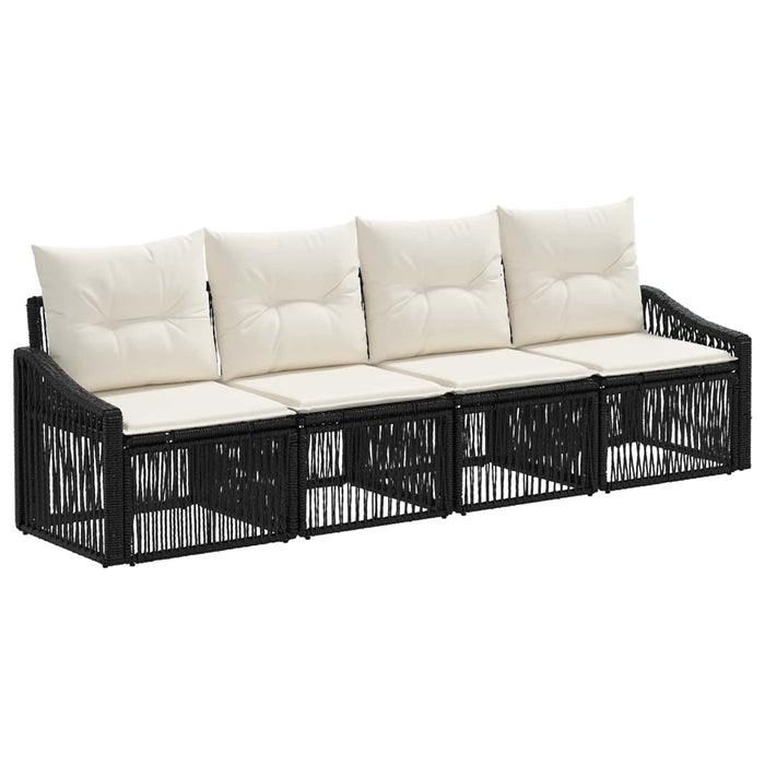 Set de canapele pentru grădină 4 pcs Negru poliratan WALTI
