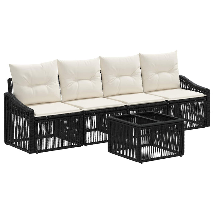 Set de canapele pentru grădină 5 pcs Negru poliratan - WALTI WALTI