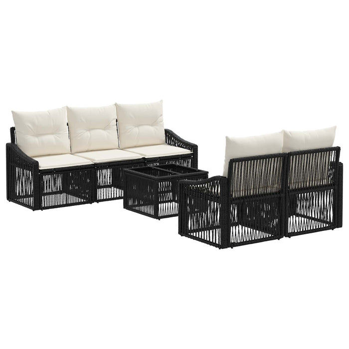 Set de canapele pentru grădină 6 buc. Negru poliratan WALTI