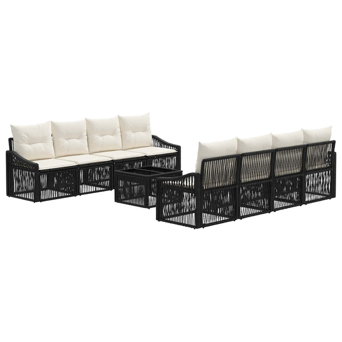 Set de canapele pentru grădină 9 buc. Negru poliratan WALTI