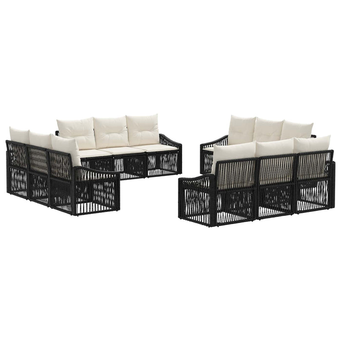 Set de canapele pentru grădină 12 pcs Negru poliratan WALTI