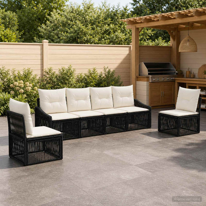 Set de canapele pentru grădină 6 pcs Negru poliratan - WALTI WALTI