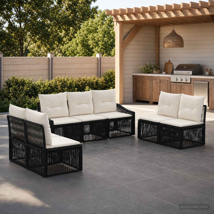 Set de canapele pentru grădină 7 pcs Negru poliratan - WALTI WALTI
