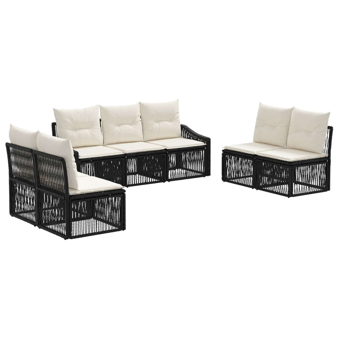 Set de canapele pentru grădină 7 pcs Negru poliratan WALTI
