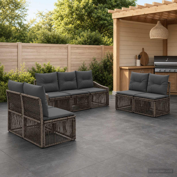 Set de canapele pentru grădină 7 pcs Gri poliratan - WALTI WALTI