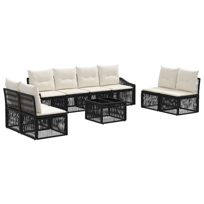 Set de canapele pentru grădină 9 pcs Negru poliratan - WALTI WALTI