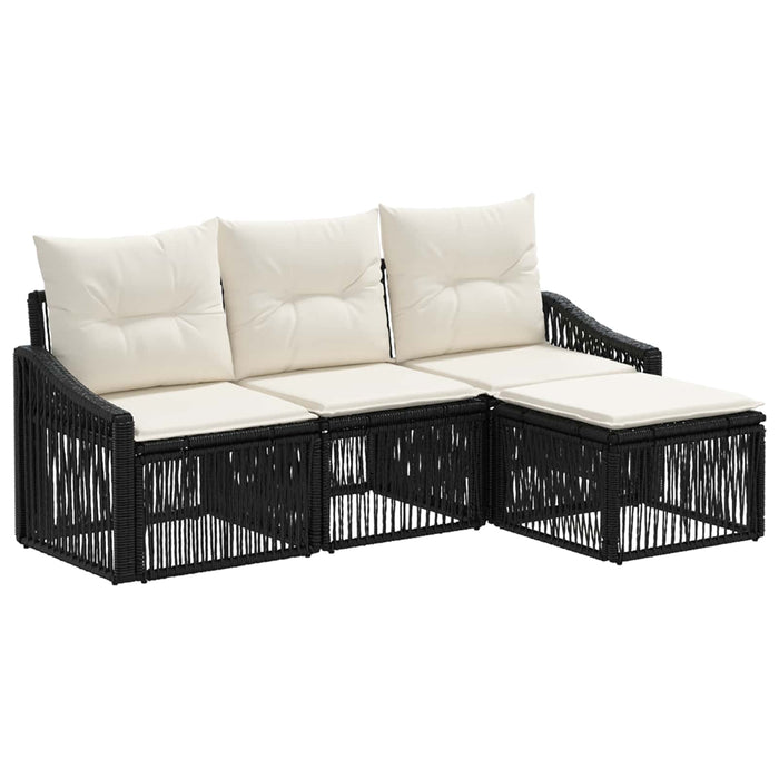 Set de canapele pentru grădină 4 pcs Negru poliratan WALTI