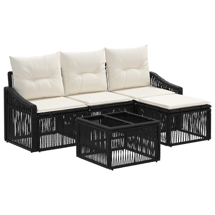 Set de canapele pentru grădină 5 pcs Negru poliratan - WALTI WALTI