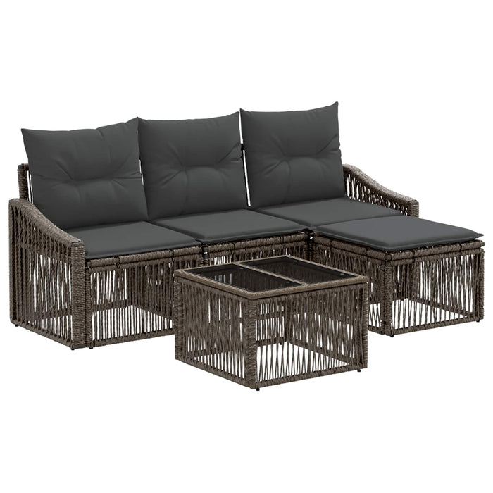 Set de canapele pentru grădină 5 pcs Gri poliratan - WALTI WALTI