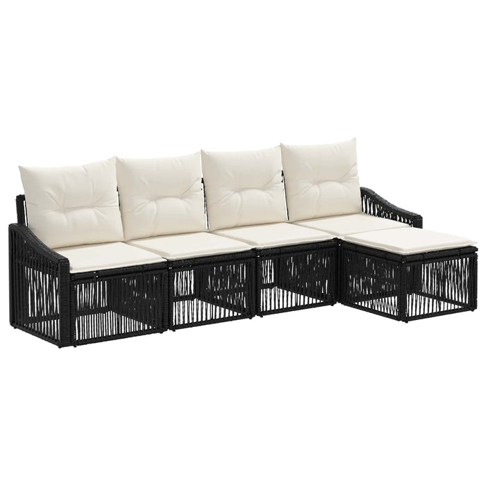 Set de canapele pentru grădină 5 pcs Negru poliratan WALTI