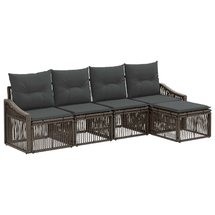 Set de canapele pentru grădină 5 pcs Gri poliratan WALTI