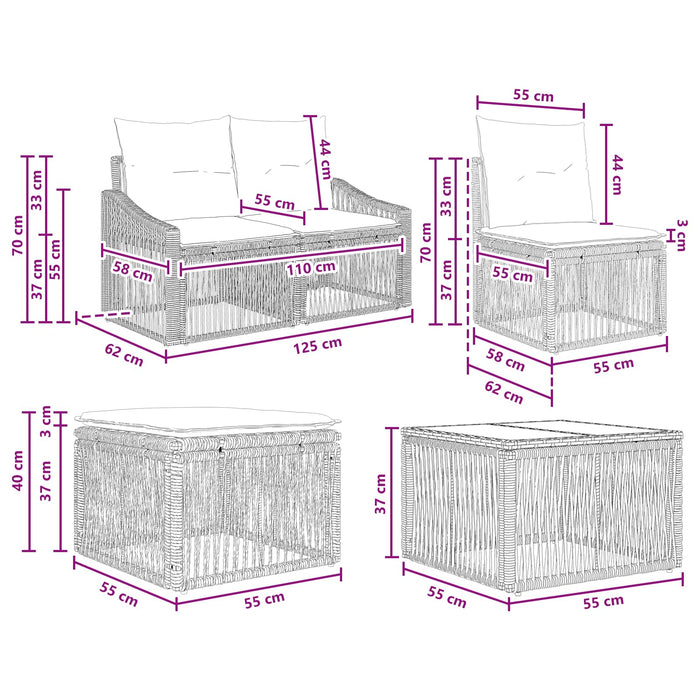 Set de canapele pentru grădină 6 pcs Gri poliratan - WALTI WALTI
