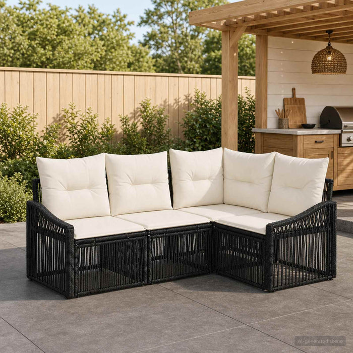 Set de canapele pentru grădină 4 pcs Negru poliratan - WALTI WALTI