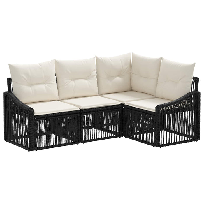 Set de canapele pentru grădină 4 pcs Negru poliratan WALTI