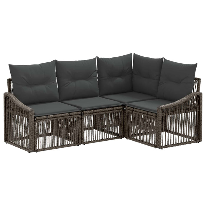 Set de canapele pentru grădină 4 pcs Gri poliratan WALTI
