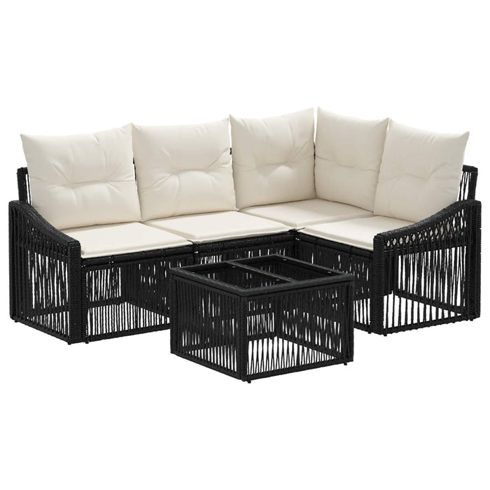Set de canapele pentru grădină 5 pcs Negru poliratan - WALTI WALTI