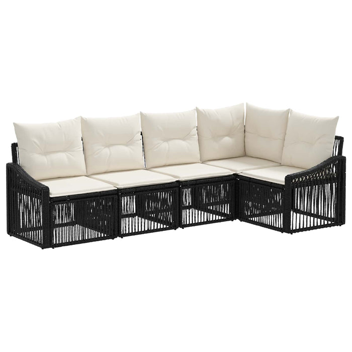 Set de canapele pentru grădină 5 pcs Negru poliratan WALTI