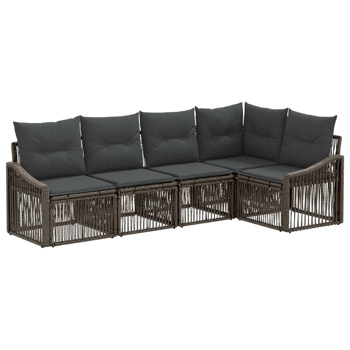 Set de canapele pentru grădină 5 pcs Gri poliratan WALTI