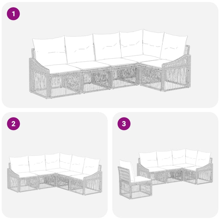Set de canapele pentru grădină 5 pcs Bej poliratan WALTI