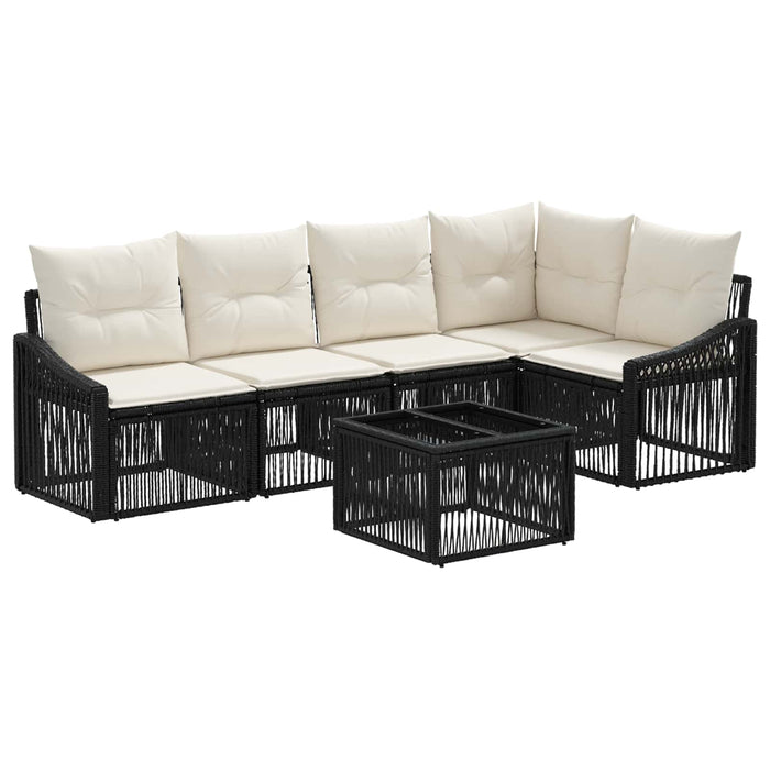 Set de canapele pentru grădină 6 pcs Negru poliratan - WALTI WALTI