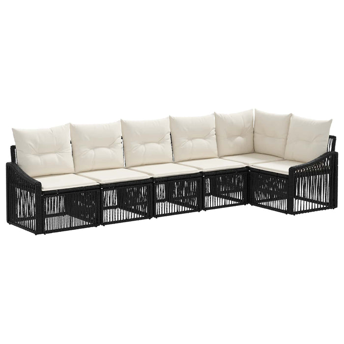 Set de canapele pentru grădină 6 pcs Negru poliratan WALTI