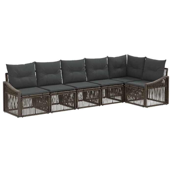 Set de canapele pentru grădină 6 pcs Gri poliratan WALTI