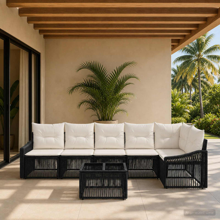 Set de canapele pentru grădină 7 pcs Negru poliratan - WALTI WALTI