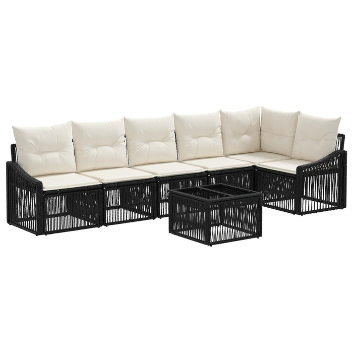 Set de canapele pentru grădină 7 pcs Negru poliratan - WALTI WALTI