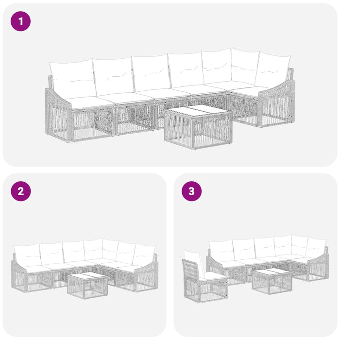 Set de canapele pentru grădină 7 pcs Negru poliratan - WALTI WALTI